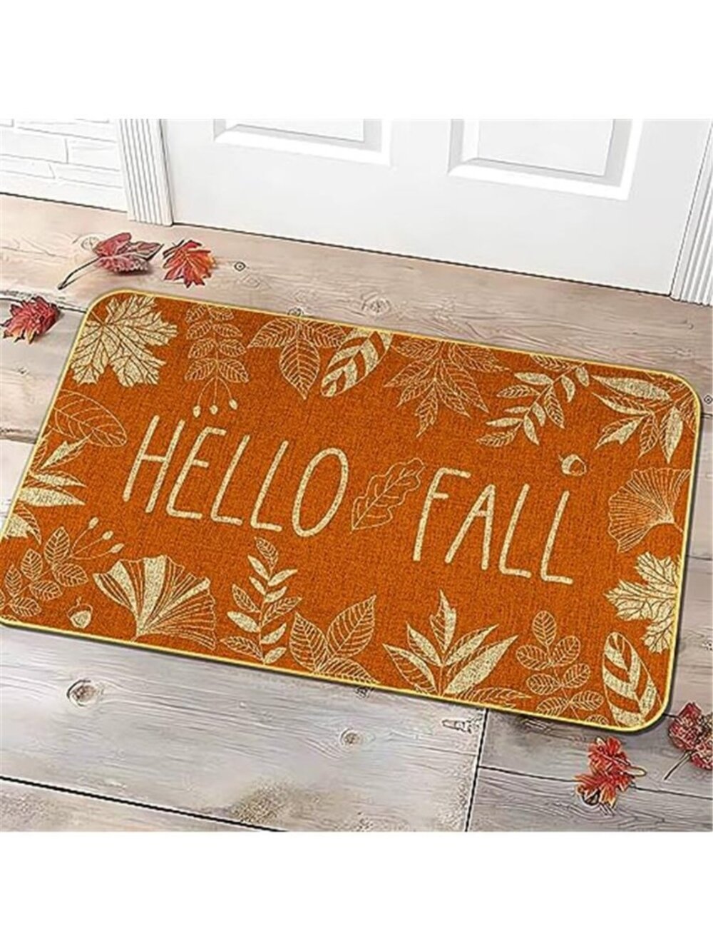 Hello Fall Welcome Door Mat Thanksgiving Day Floor Mat Autumn Indoor